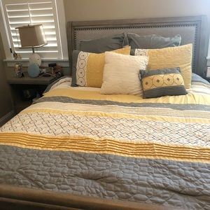 Yellow and Gray queen comforter set